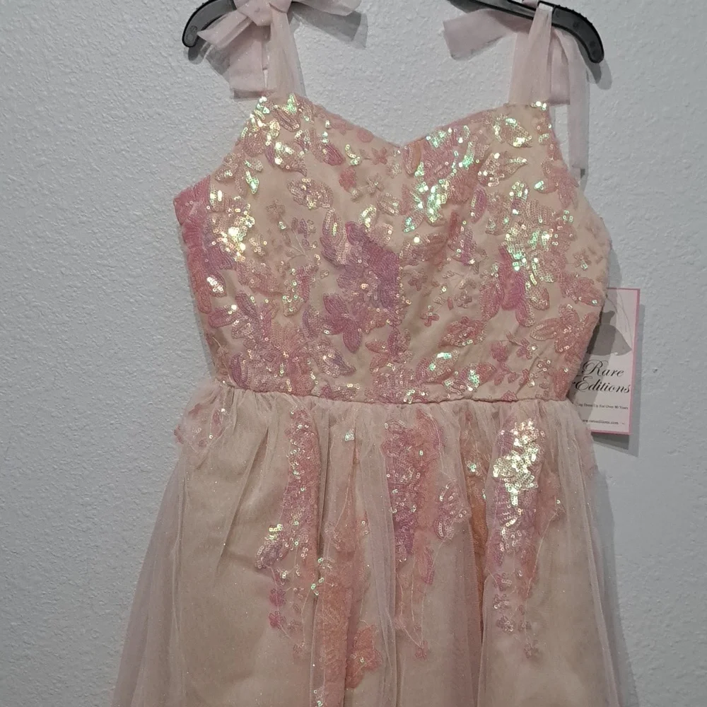 Rare Edition Big Girls Cascade Sequin Glitter-Mesh Maxi Dress